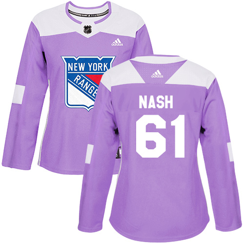 Adidas Rangers #61 Rick Nash Purple Authentic Fights Cancer Women's Stitched NHL Jersey - Click Image to Close